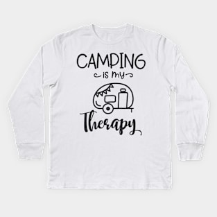 Camping is my therapy Kids Long Sleeve T-Shirt